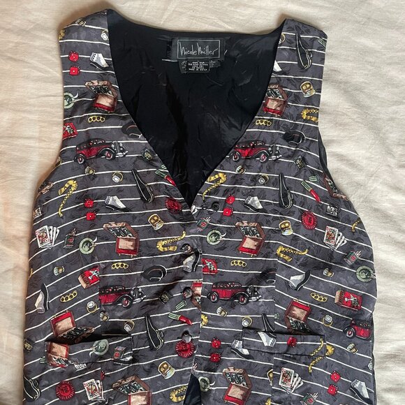 VTG Nicole Miller 1992 Silk Poker Vest - Picture 1 of 7